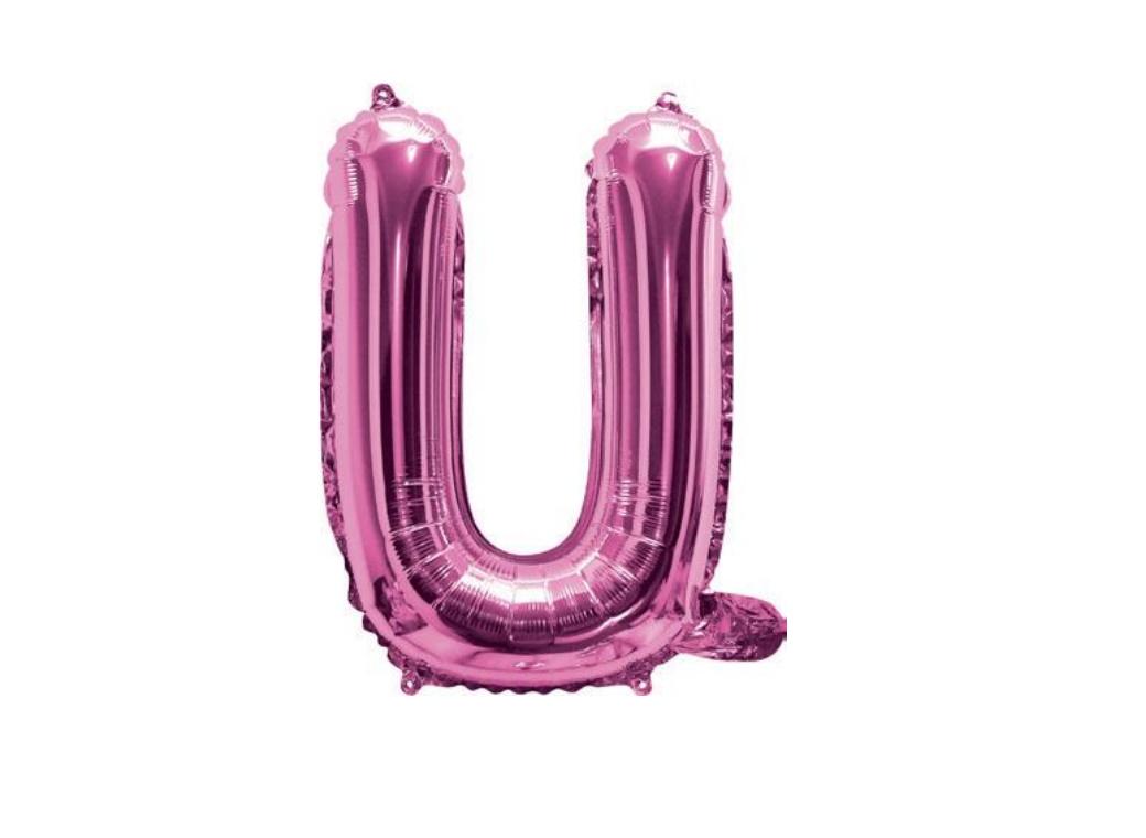 Mini Hot Pink Foil Balloon - Letter U