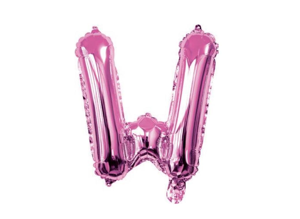 Mini Hot Pink Foil Balloon - Letter W