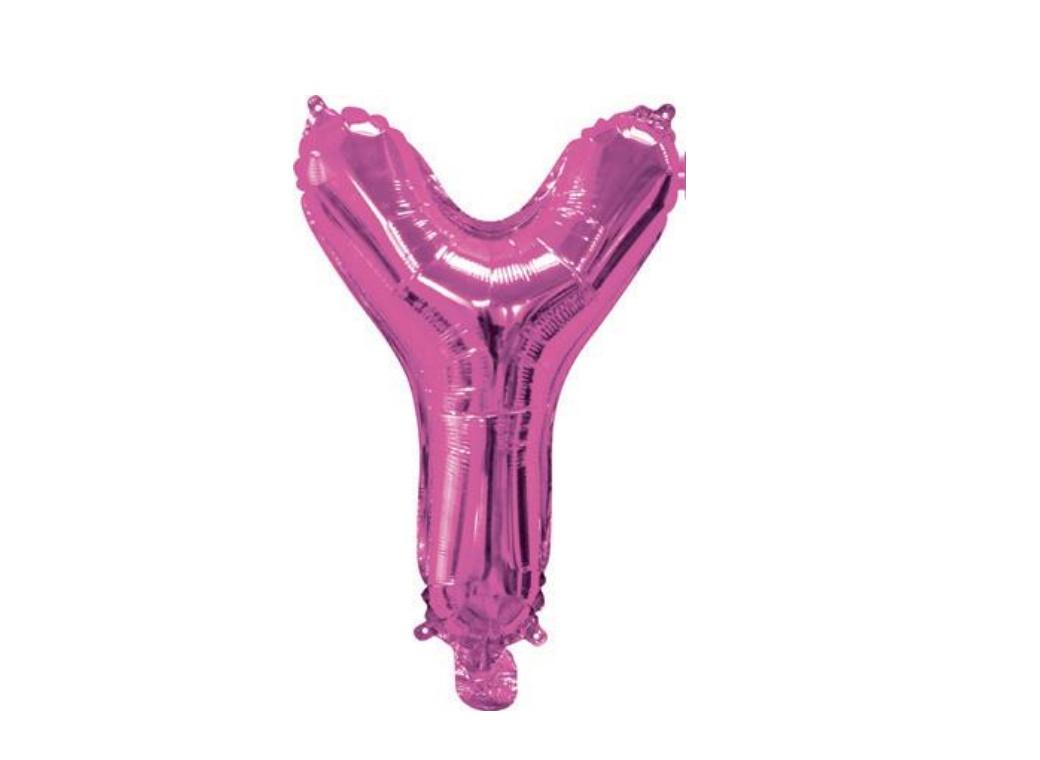 Mini Hot Pink Foil Balloon - Letter Y