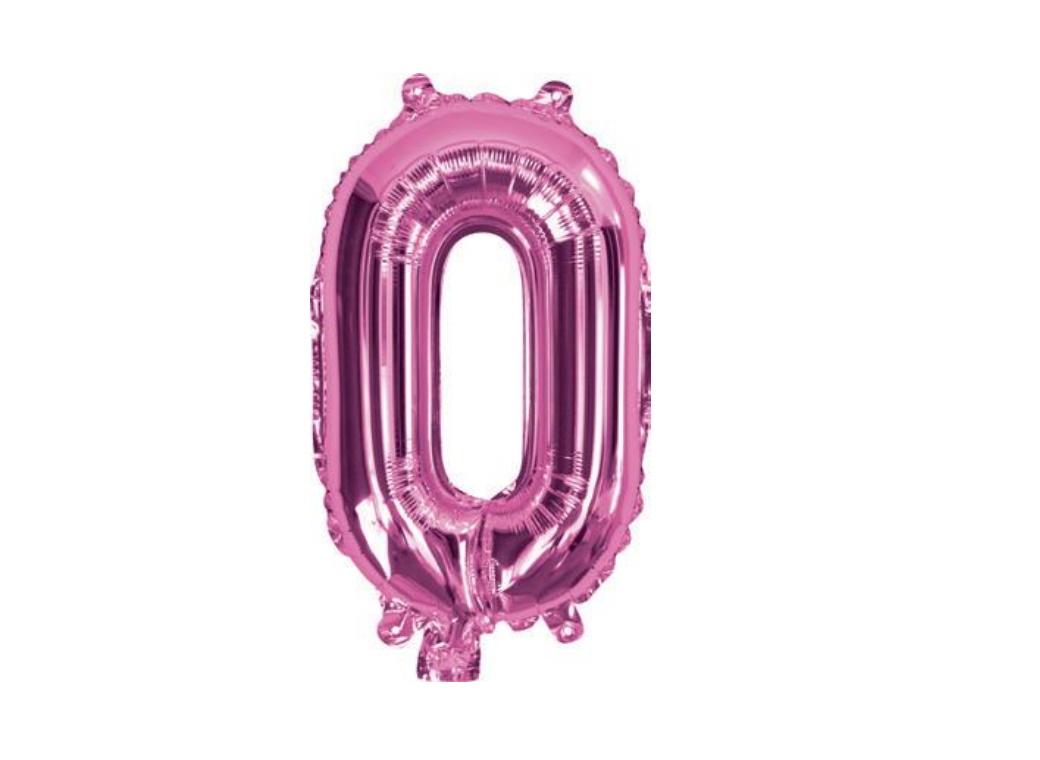 Mini Hot Pink Foil Balloon - Number 0