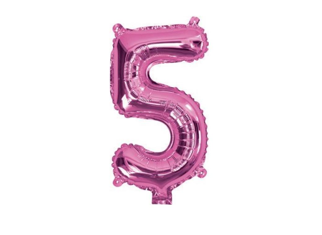 Mini Hot Pink Foil Balloon - Number 5