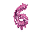 Mini Hot Pink Foil Balloon - Number 6