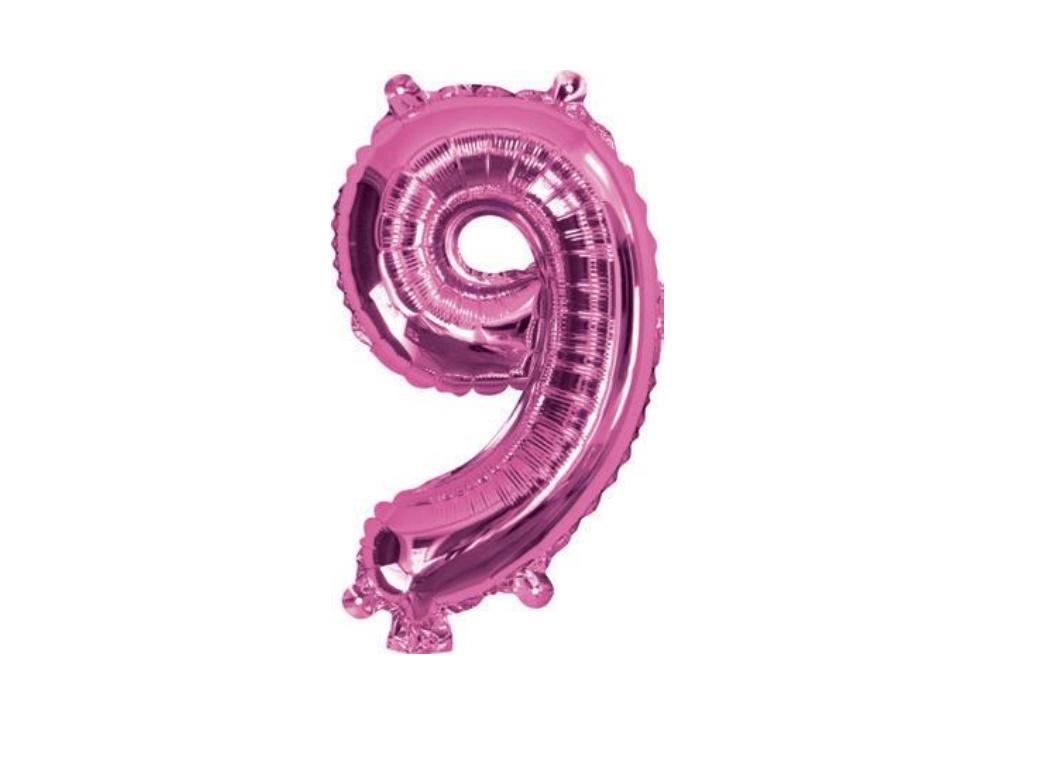 Mini Hot Pink Foil Balloon - Number 9