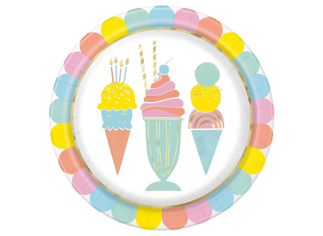 Ice Cream Party Plates 8pk