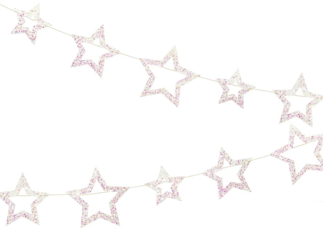 Iridescent Glitter Star Garland