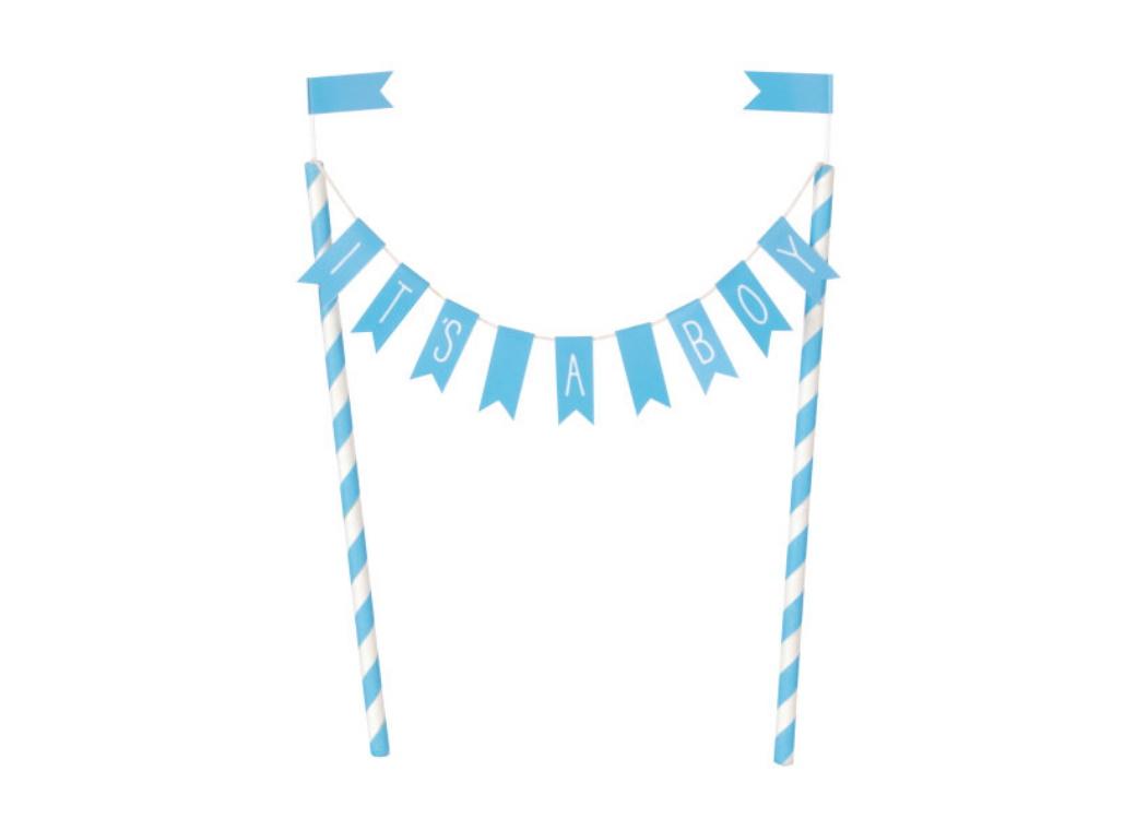 It's A Boy Bunting Cake Topper