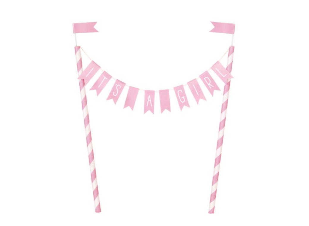 It's A Girl Bunting Cake Topper