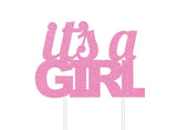 It's A Girl Glitter Cake Topper