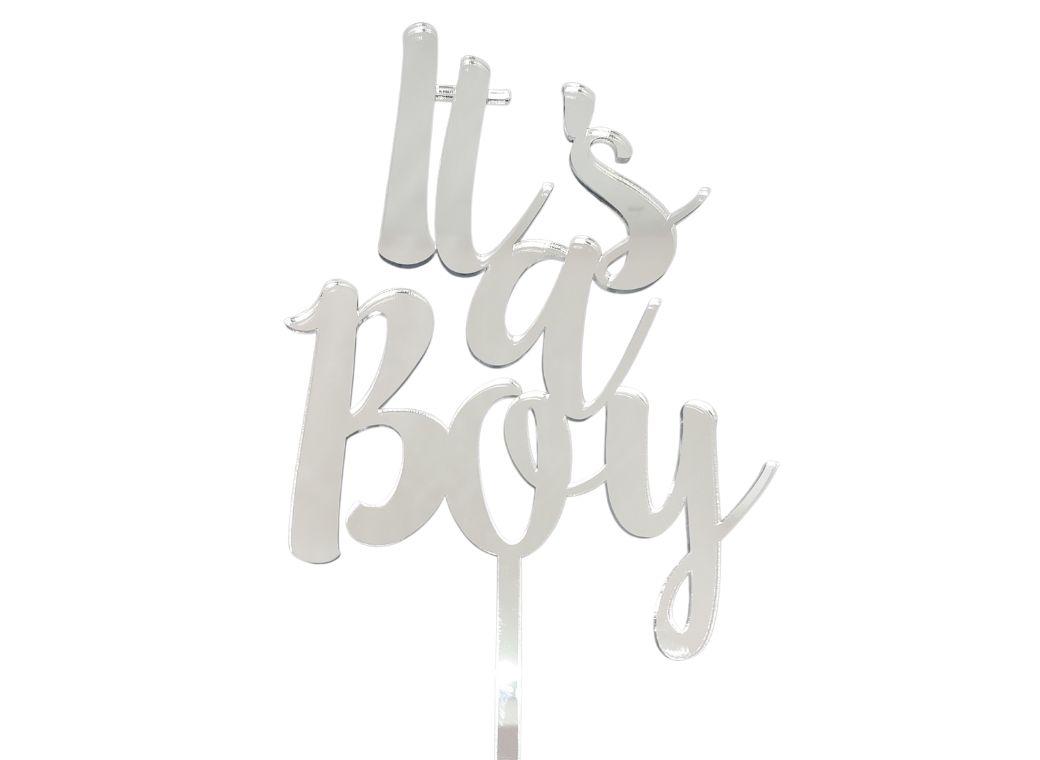 It's a Boy Cake Topper - Silver