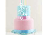 White Acrylic Cake Topper - It's A Girl