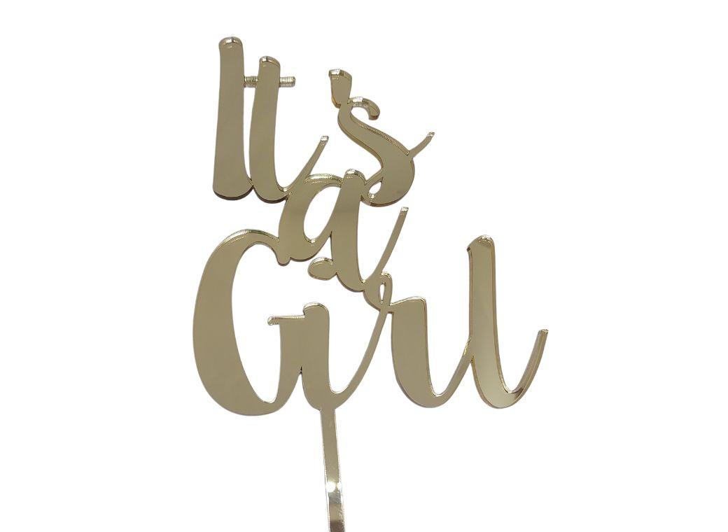 It's a Girl Cake Topper - Gold