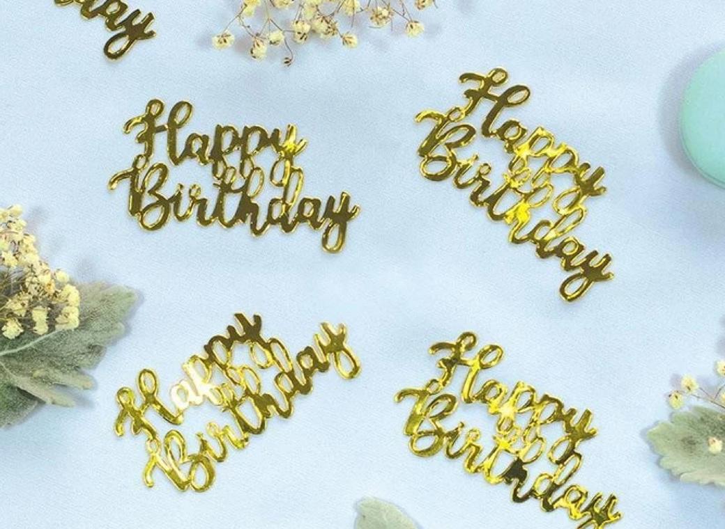 Jumbo Confetti - Happy Birthday Gold