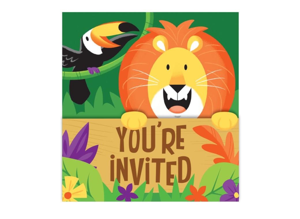 Jungle Safari Invitations 8pk