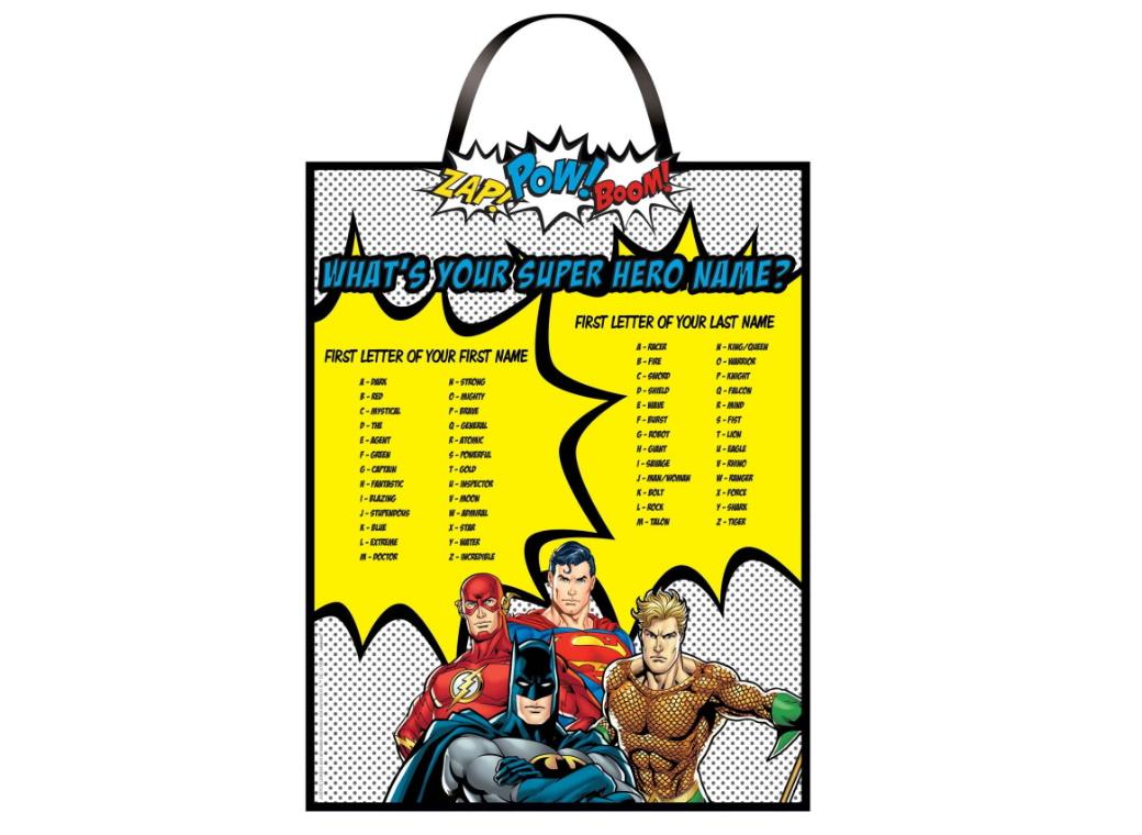 Justice League Super Hero Name Sign