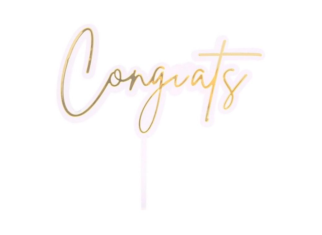 Congrats Layered Cake Topper - Gold/Clear