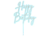 Happy Birthday Layered Cake Topper - Silver / Blue