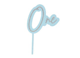 One Layered Cake Topper - Silver / Blue