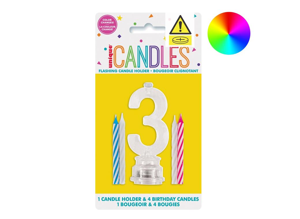 LED Flashing Number Candle - 3