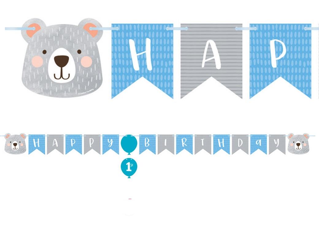 Lil Bear Happy Birthday Banner