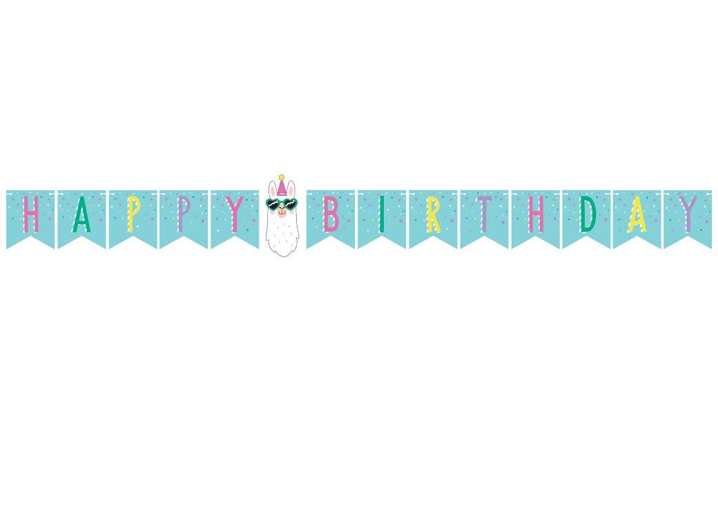 Llama Party Birthday Banner