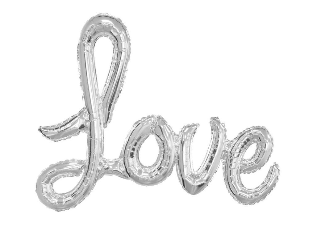 Love Script Foil Balloon - Silver