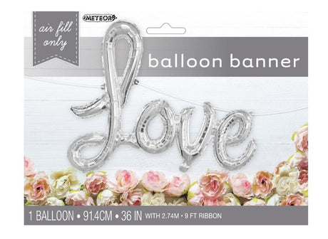 Love Script Foil Balloon - Silver