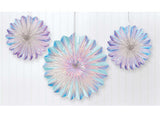 Luminous Iridescent Fan Decorations 3pk