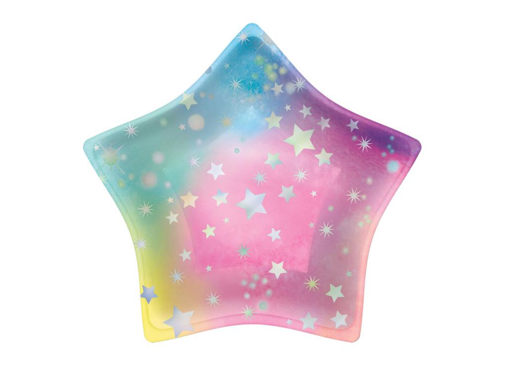 Luminous Iridescent Star Shaped Lunch Plates 8pk