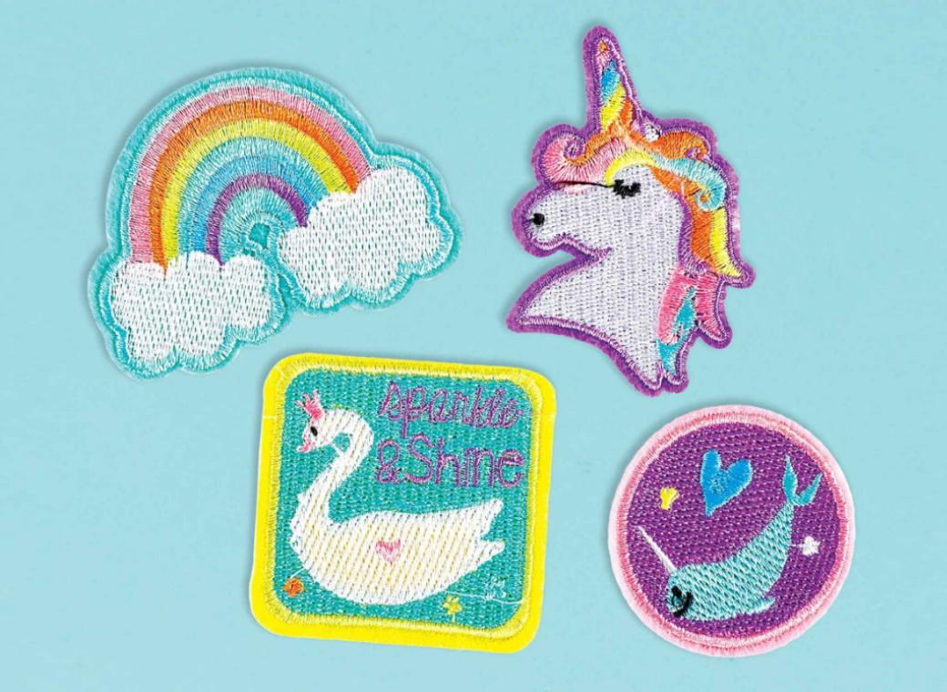 Magical Rainbow Embroidered Iron-On Patches 4pk