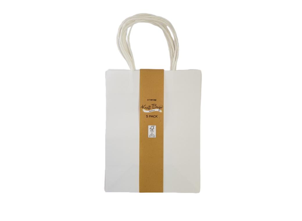 Kraft Gift Bags Medium 5pk - White