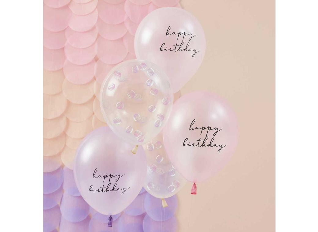 Mermaid Shell Confetti Balloons 5pk