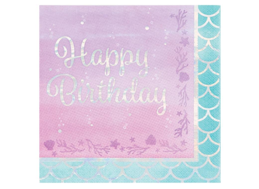 Mermaid Shine Happy Birthday Lunch Napkins 16pk