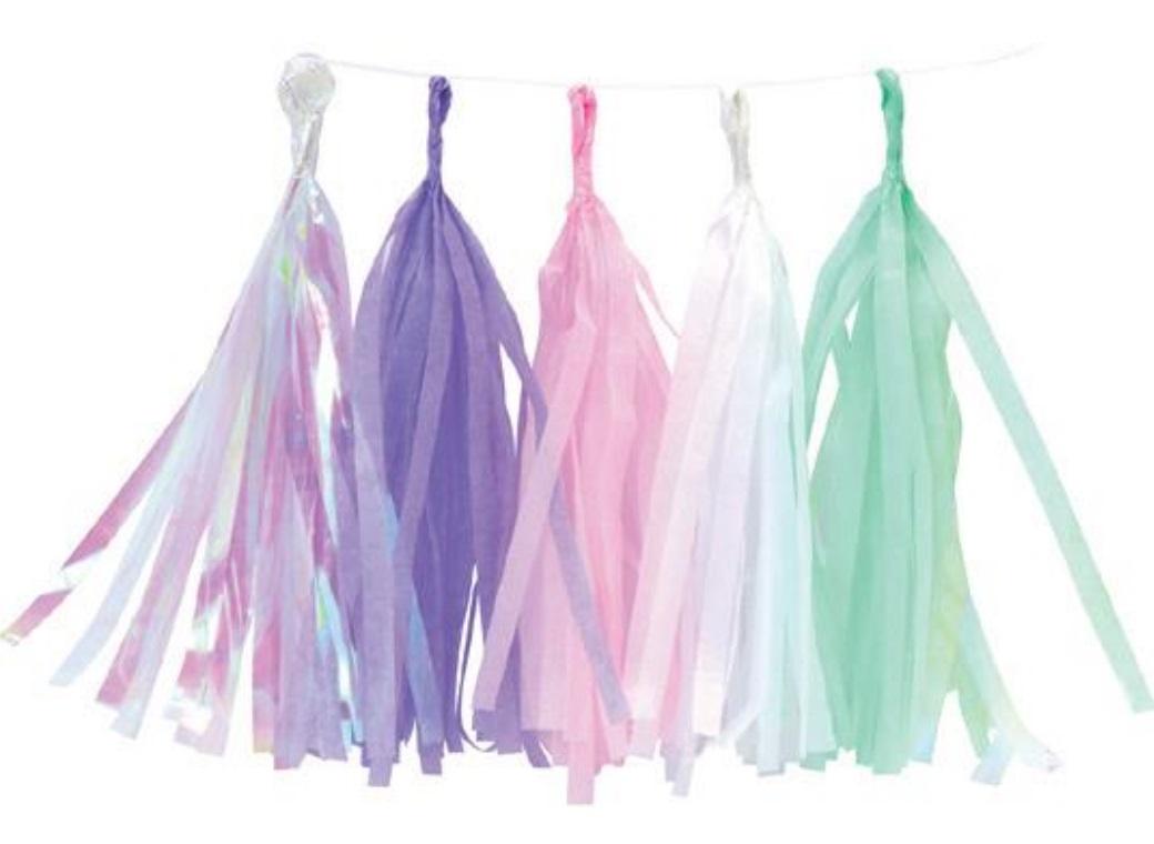 Tissue Tassel Party Garland - Iridescent