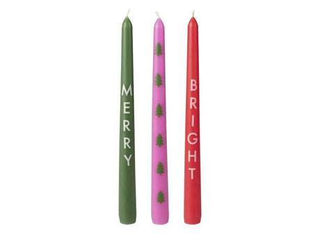 Merry & Bright Christmas Dinner Candles 3pk