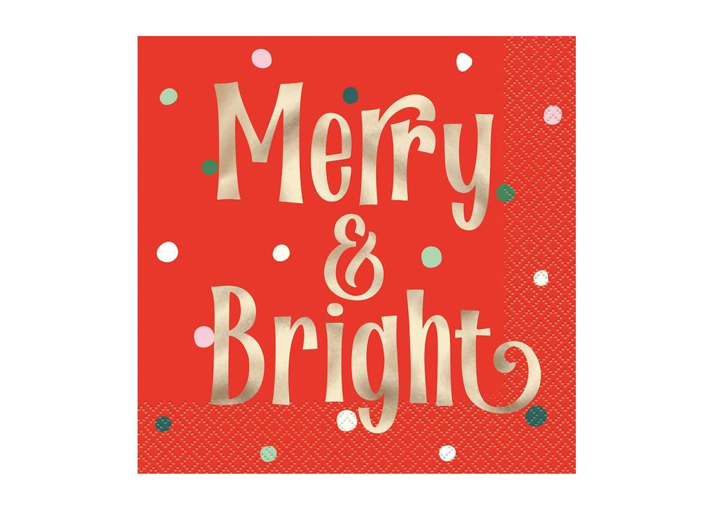 Merry & Bright Christmas Lunch Napkins 16pk