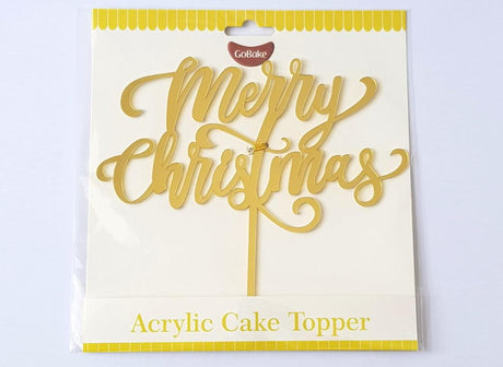 GoBake Merry Christmas Cake Topper - Gold