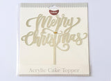 GoBake Merry Christmas Cake Topper - Silver