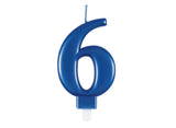 Metallic Blue Candle - Number 6