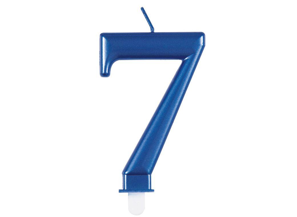 Metallic Blue Candle - Number 7