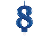 Metallic Blue Candle - Number 8