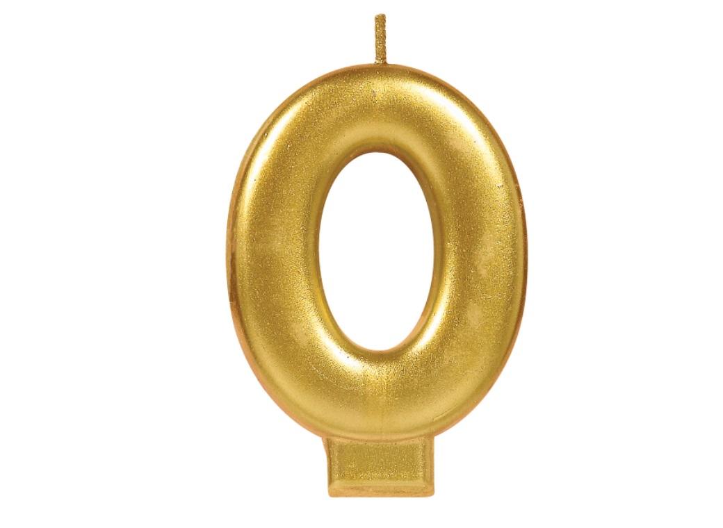 Metallic Gold Candle - Number 0