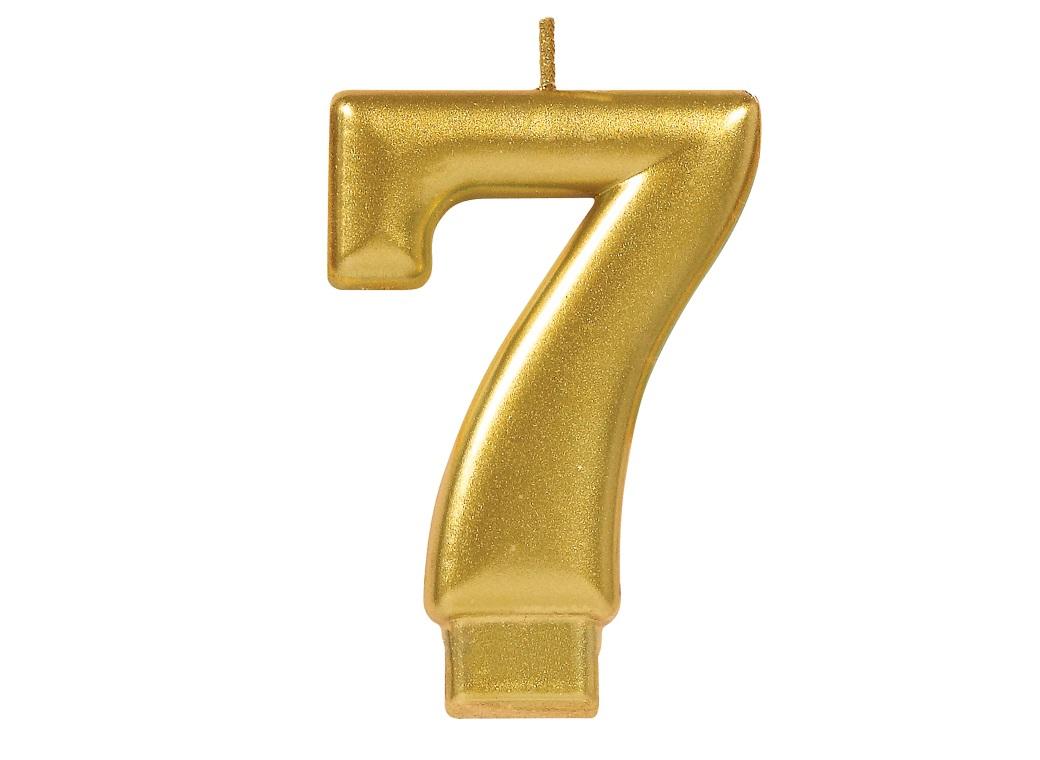 Metallic Gold Candle - Number 7