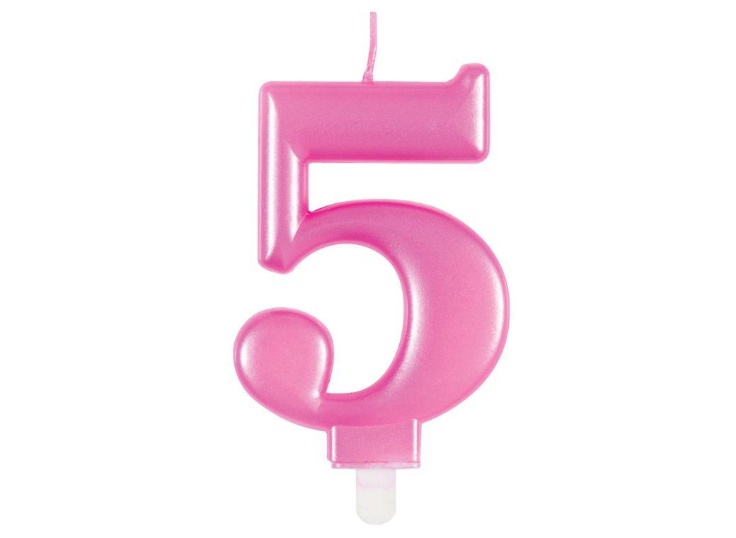 Metallic Pink Candle - Number 5