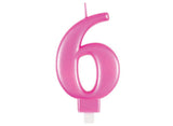 Metallic Pink Candle - Number 6