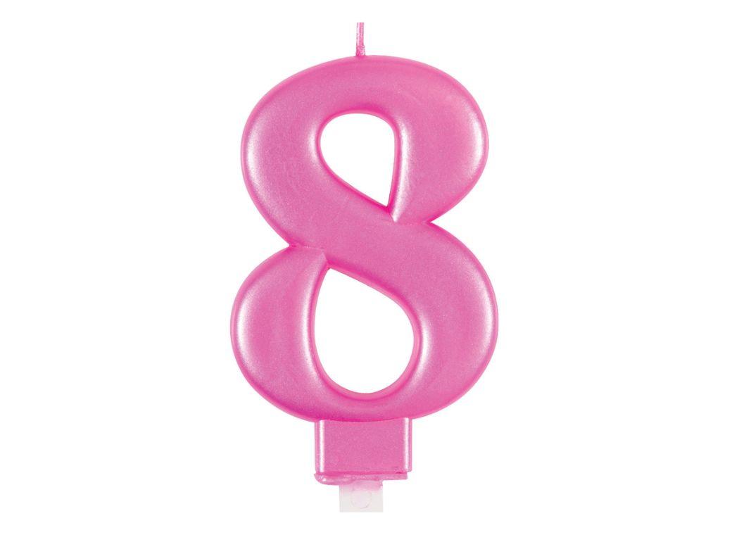 Metallic Pink Candle - Number 8