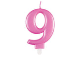 Metallic Pink Candle - Number 9