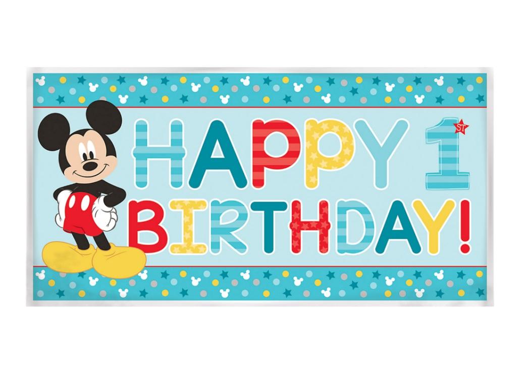 Mickey 1st Birthday Party Banner