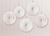 White & Pink Mini Paper Fans 6pk