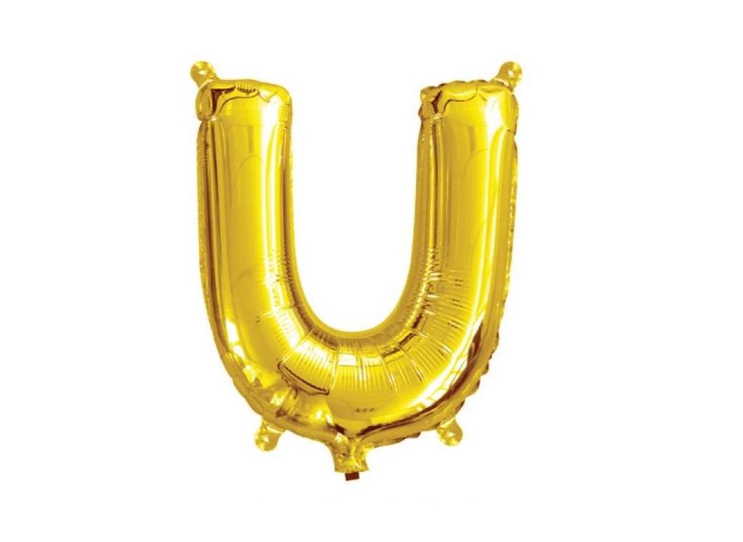 Mini Gold Foil Balloon - Letter U