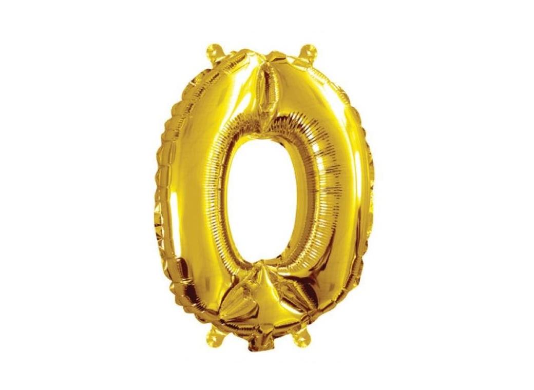 Mini Gold Foil Balloon - Number 0